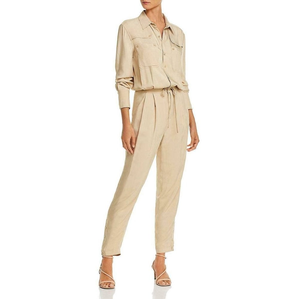 Equipment Femme Womens Armeria Jumpsuit Pleated Tie Waist Safari 10 NWT